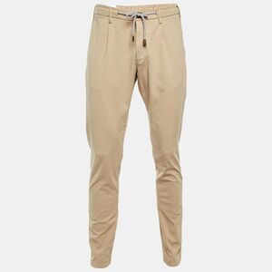 Eleventy Beige Cotton Blend Elasticised Waist Pants M/waist 32"